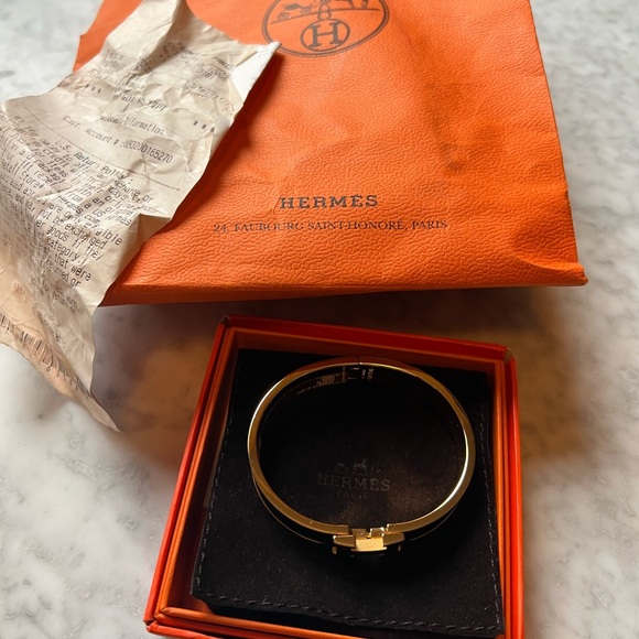 Hermes Gold and Black Enamel Bracelet - Picture 4 of 6